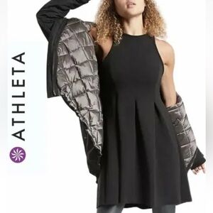 Athleta En Route Scuba Dress Black Size Large petite Sleeveless Midi Athletic
